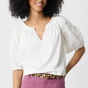J. Crew Puff-sleeve split-neck top Size Medium